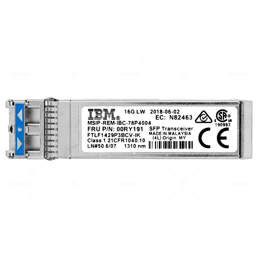 00RY191 IBM 16GB LW FC SFP+ 1310NM TRANSCEIVER FOR STORWIZE V5000 G2